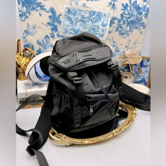 🆕 DIESEL 🧿 NWOT Black Nylon Monogrammed Backpack - Picture 2 of 13